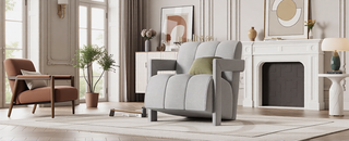 Sunvega Modern PU Leather Accent Chair with Solid Wood Frame for Living Room