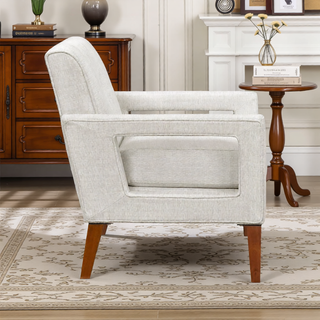 Sunvega Modern Gray Chenille Loveseat with Pocket Coils and Solid Wood Legs