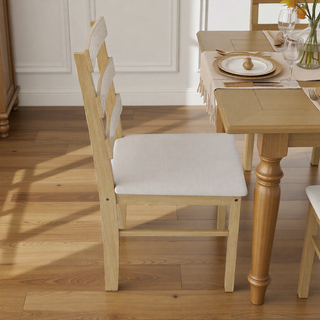 Sunvega Solid Wood Dining Table and Chair Set with Upholstered Cushions for Practical Household Use