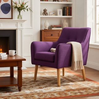 Sunvega Mid-Century Modern Arm Chair with Tufted Back and Padded Cushion