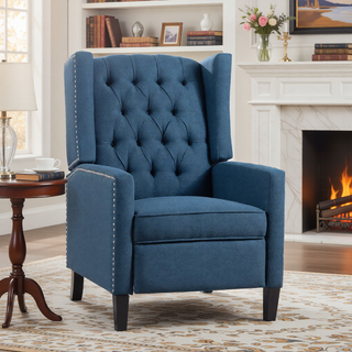 Sunvega Manual Wing Chair Recliner with High Resilience Sponge and Silver Bubble Nails