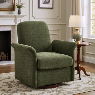 Sunvega Modern Swivel Accent Barrel Armchair with Sturdy Wood Base for Bedroom