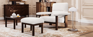 Sunvega Modern PU Leather Accent Chair with Solid Wood Frame for Living Room