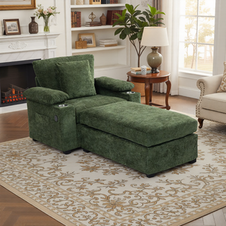 Sunvega Ergonomic Oversized Chair with Ottoman Firm Support Chenille Sofa