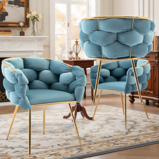 Sunvega Luxury Modern Velvet Single Sofa Chair for Bedroom Lazy Person Stool