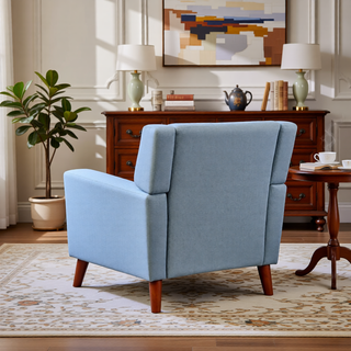 Sunvega Mid-Century Modern Armchair with Tufted Waffle Stitch and Tapered Brown Legs