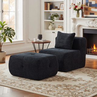 Sunvega Modular Loveseat Sofa with Tufted Design and Two Pillows for Living Room