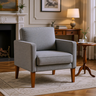 Sunvega Modern Gray Chenille Loveseat with Pocket Coils and Solid Wood Legs