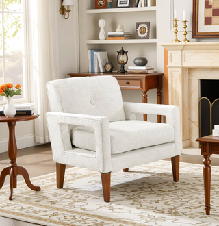 Sunvega Modern Gray Chenille Loveseat with Pocket Coils and Solid Wood Legs