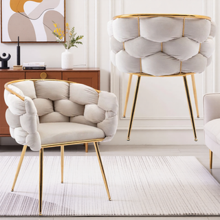 Sunvega Luxury Modern Velvet Single Sofa Chair for Bedroom Lazy Person Stool