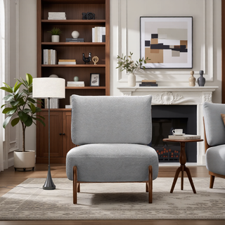 Sunvega Modern Solid Wood Leisure Chair with Soft Seat and Backrest for Living Room or Bedroom
