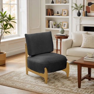 Sunvega Modern Solid Wood Leisure Chair with Soft Seat and Backrest for Living Room or Bedroom