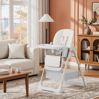 Sunvega Adjustable Baby High Chair with Safety Belt Lockable Wheels for Home Dining