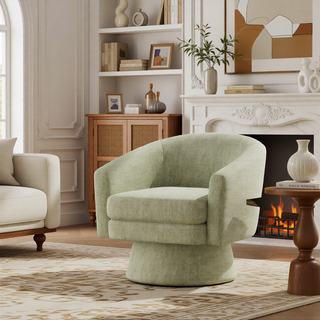Sunvega Cream White Boucle Upholstered 360-Degree Swivel Accent Chair for Living Room