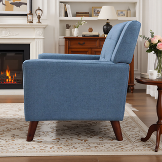 Sunvega Mid-Century Modern Armchair with Tufted Waffle Stitch and Tapered Brown Legs