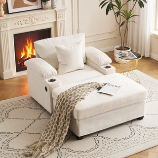 Sunvega Ergonomic Oversized Chair with Ottoman Firm Support Chenille Sofa