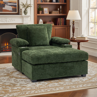 Sunvega Ergonomic Oversized Chair with Ottoman Firm Support Chenille Sofa