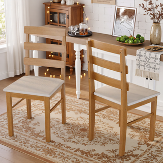 Sunvega Solid Wood Dining Table and Chair Set with Upholstered Cushions for Practical Household Use