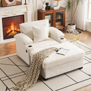 Sunvega Ergonomic Oversized Chair with Ottoman Firm Support Chenille Sofa