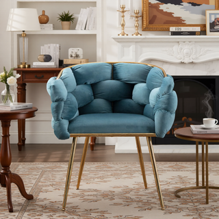 Sunvega Luxury Modern Velvet Single Sofa Chair for Bedroom Lazy Person Stool