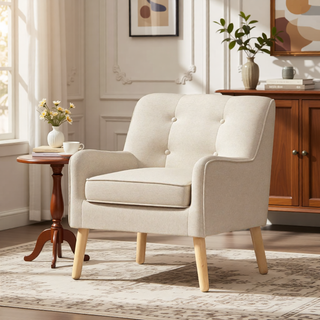 Sunvega Mid-Century Modern Arm Chair with Tufted Back and Padded Cushion