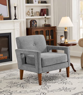 Sunvega Modern Gray Chenille Loveseat with Pocket Coils and Solid Wood Legs