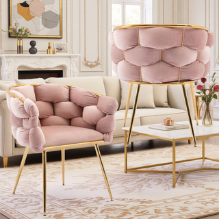 Sunvega Luxury Modern Velvet Single Sofa Chair for Bedroom Lazy Person Stool