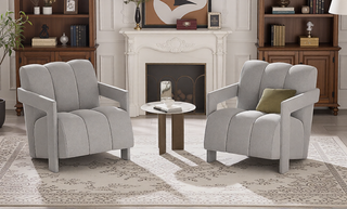Sunvega Modern PU Leather Accent Chair with Solid Wood Frame for Living Room
