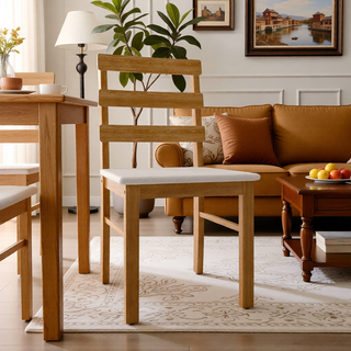 Sunvega Solid Wood Dining Table and Chair Set with Upholstered Cushions for Practical Household Use
