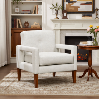 Sunvega Modern Gray Chenille Loveseat with Pocket Coils and Solid Wood Legs