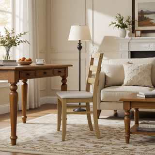 Sunvega Solid Wood Dining Table and Chair Set with Upholstered Cushions for Practical Household Use
