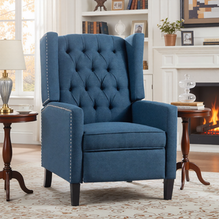 Sunvega Manual Wing Chair Recliner with High Resilience Sponge and Silver Bubble Nails