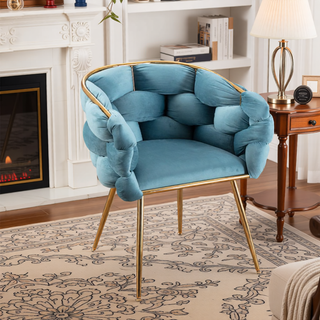 Sunvega Luxury Modern Velvet Single Sofa Chair for Bedroom Lazy Person Stool