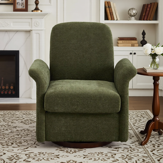 Sunvega Modern Swivel Accent Barrel Armchair with Sturdy Wood Base for Bedroom