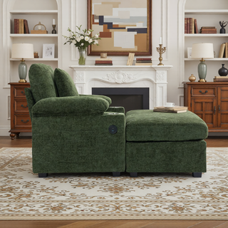 Sunvega Ergonomic Oversized Chair with Ottoman Firm Support Chenille Sofa