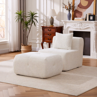 Sunvega Modular Loveseat Sofa with Tufted Design and Two Pillows for Living Room