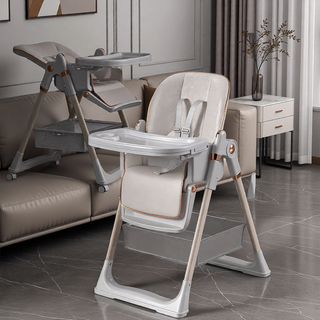 Sunvega Adjustable Baby High Chair with Safety Belt Lockable Wheels for Home Dining