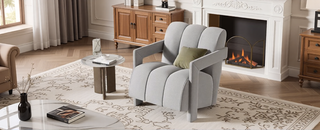 Sunvega Modern PU Leather Accent Chair with Solid Wood Frame for Living Room