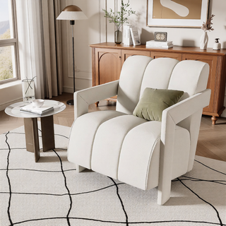 Sunvega Modern PU Leather Accent Chair with Solid Wood Frame for Living Room