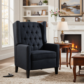 Sunvega Manual Wing Chair Recliner with High Resilience Sponge and Silver Bubble Nails