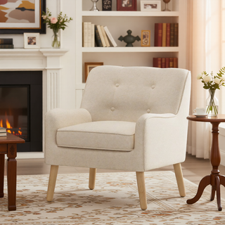 Sunvega Mid-Century Modern Arm Chair with Tufted Back and Padded Cushion
