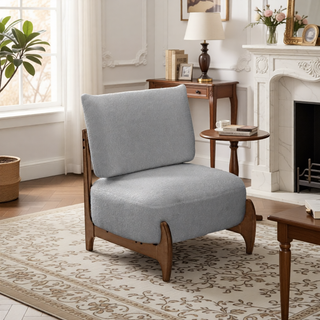 Sunvega Modern Solid Wood Leisure Chair with Soft Seat and Backrest for Living Room or Bedroom