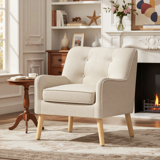 Sunvega Mid-Century Modern Arm Chair with Tufted Back and Padded Cushion