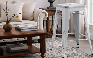 Sunvega Industrial Modern Stackable ABS Metal Bar Stools Without Back Set of 2
