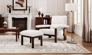 Sunvega Modern PU Leather Accent Chair with Solid Wood Frame for Living Room