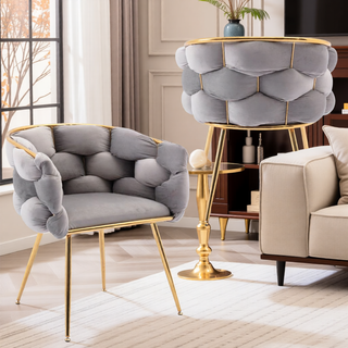 Sunvega Luxury Modern Velvet Single Sofa Chair for Bedroom Lazy Person Stool