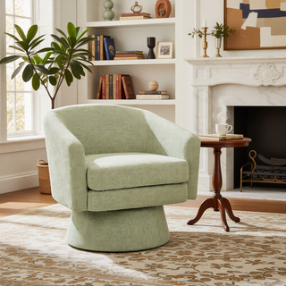 Sunvega Cream White Boucle Upholstered 360-Degree Swivel Accent Chair for Living Room