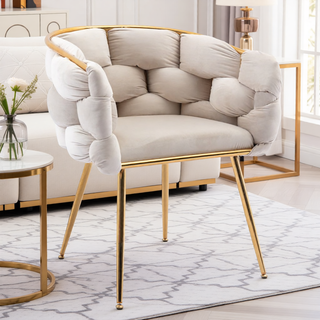 Sunvega Luxury Modern Velvet Single Sofa Chair for Bedroom Lazy Person Stool
