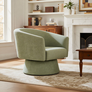 Sunvega Cream White Boucle Upholstered 360-Degree Swivel Accent Chair for Living Room