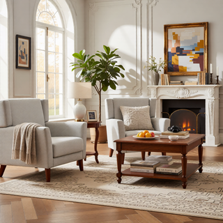 Sunvega Mid-Century Modern Armchair with Tufted Waffle Stitch and Tapered Brown Legs